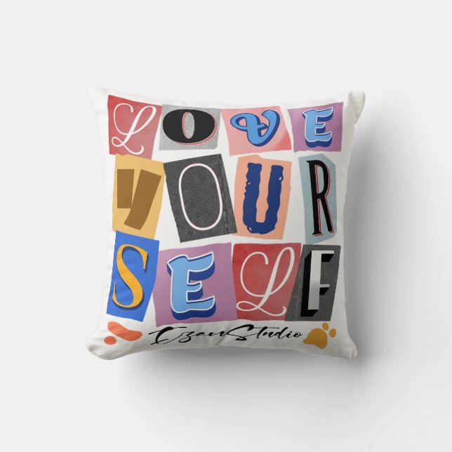 Love Yourself - Empowering Modern Design Cushion (Front)