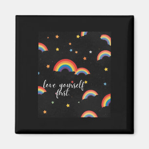 Love Yourself First Rainbow Pride Sticker  Magnet