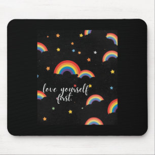 Love Yourself First Rainbow Pride Sticker Mouse Pad