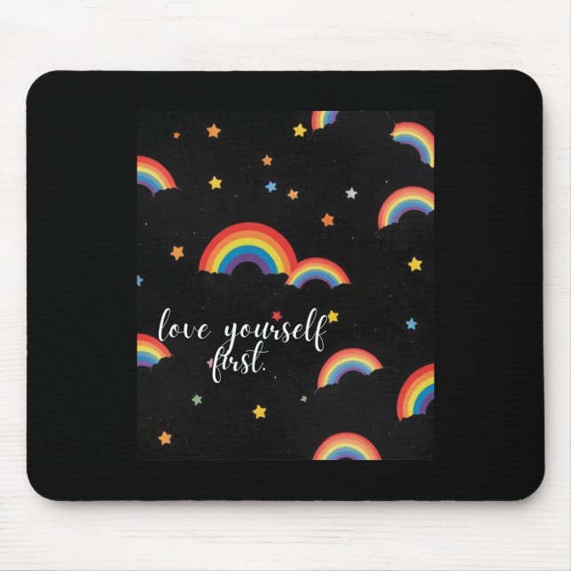 Love Yourself First Rainbow Pride Sticker  Mouse Pad (Front)