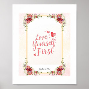 Love Yourself First – Romantic Handwritten Quote Poster