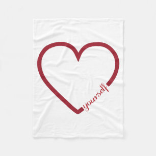 Love yourself heart minimalistic design fleece blanket