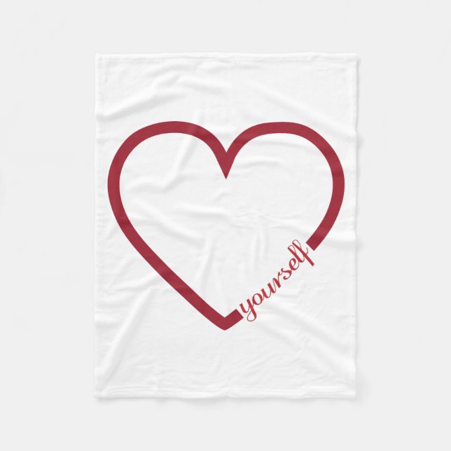 Love yourself heart minimalistic design fleece blanket (Front)