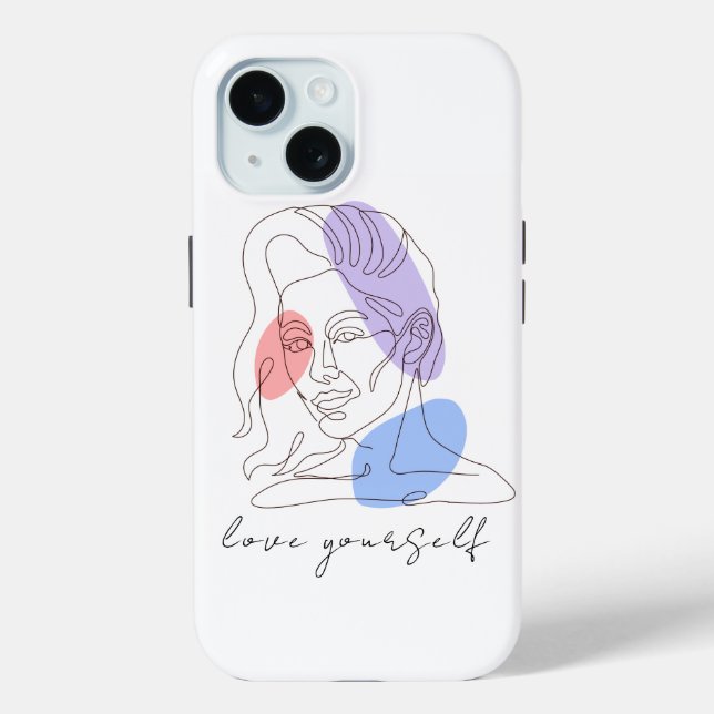 "Love Yourself" Inspirational Girl Line Art  Case-Mate iPhone Case (Back)