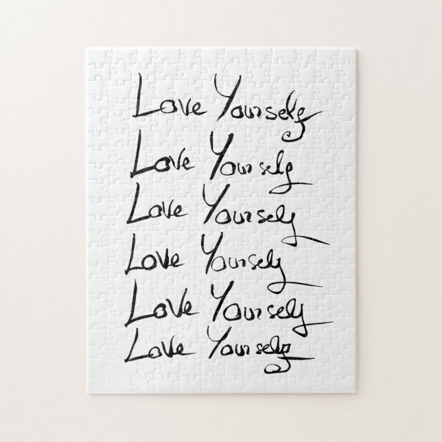 Love yourself!  Motivational calligraphy quote Jigsaw Puzzle (Vertical)