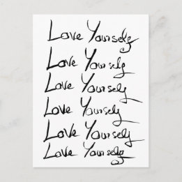 Love yourself!  Motivational calligraphy quote Postcard