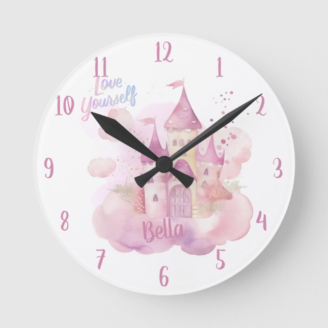 Love yourself portrait customisable portrait round clock (Front)