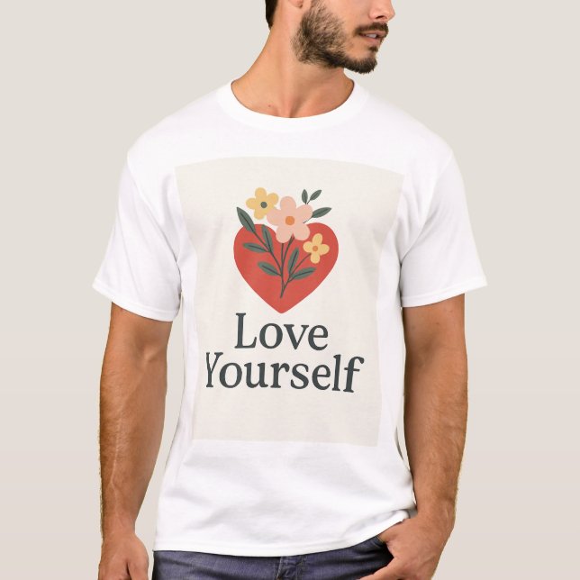 Love Yourself T-shirt - floral design and message (Front)