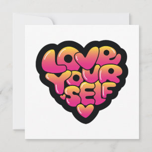 Love Yourself Typography Heart Sticker  Invitation