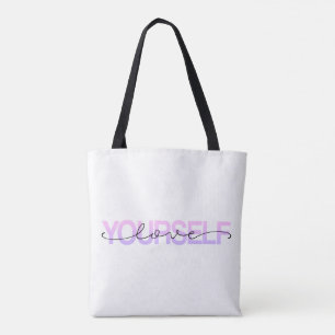 Love Yourself Valentine Calligraphy Tote Bag