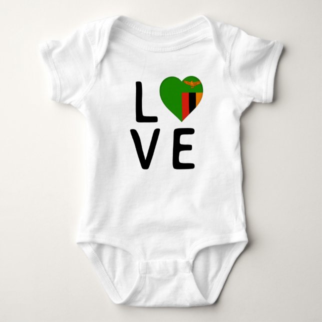 Love - Zambia Flag Baby Bodysuit (Front)