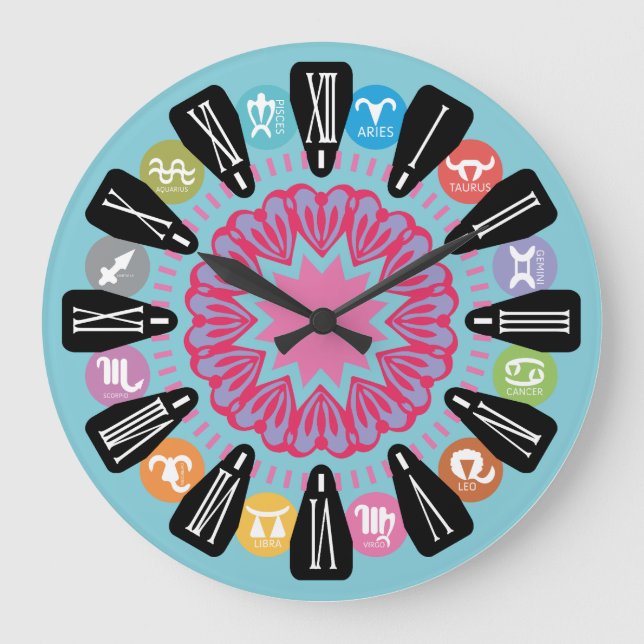 LOVE ZODIAC CLASSIC HEART BY MASANSER LARGE CLOCK (Front)
