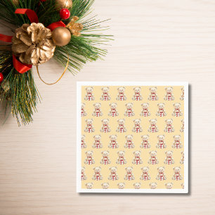 Loveable Christmas Teddy Bear Napkin