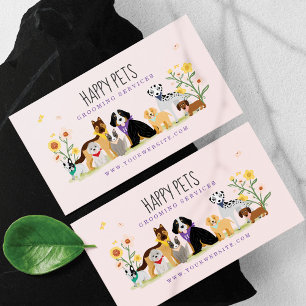Loveable Happy Pet Family Pet Care, Grooming Pink Business Card