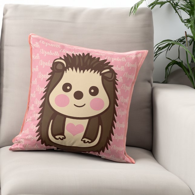 Loveable Hedgehog with Little Girl's Name Cushion (Creator Uploaded)
