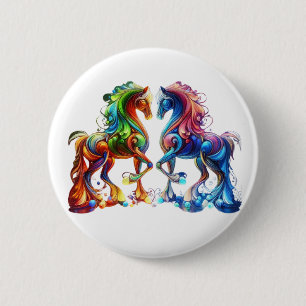 Loveable Horse 6 Cm Round Badge