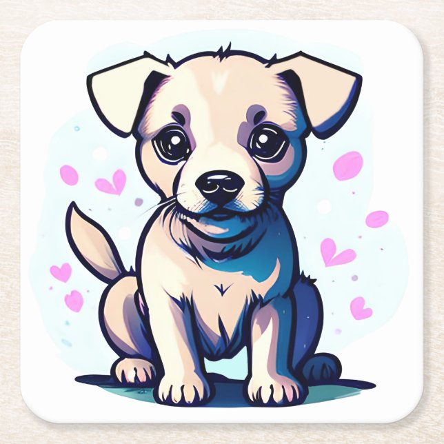 Loveable Lab  Square Paper Coaster (Front)