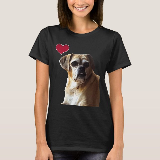 Loveable Old Puggle With Heart T-Shirt (Front)