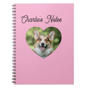 Loveable Pink Personalised Pet Dog Heart Frame Notebook