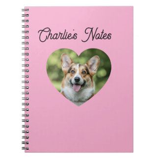 Loveable Pink Personalised Pet Dog Heart Frame Notebook