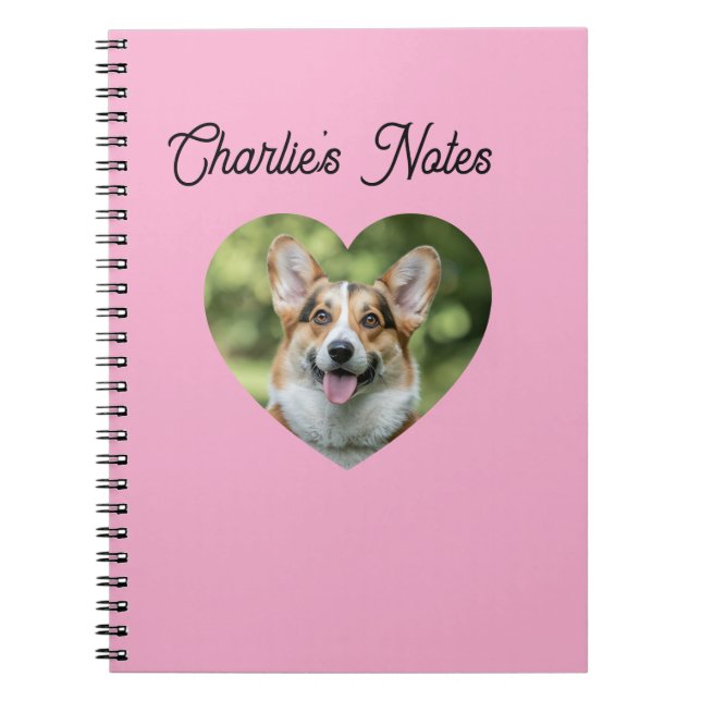 Loveable Pink Personalised Pet Dog Heart Frame  Notebook (Front)