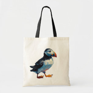 Loveable Puffin Tote Bag Oil Painting Style