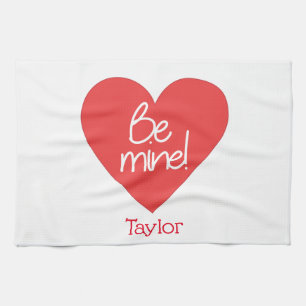 Loveable Red Heart Be Mine Tea Towel