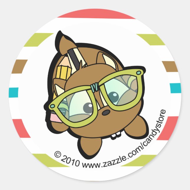 Loveable Smarty Chipmunk Classic Round Sticker (Front)