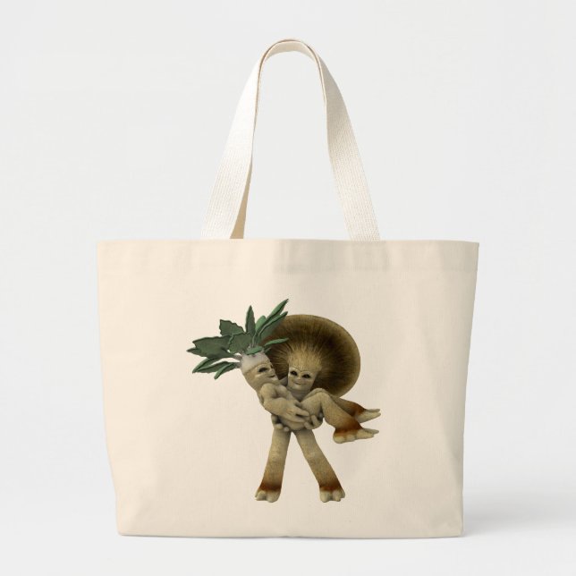 Loveable Vegetables - Carry me home Large Tote Bag (Front)
