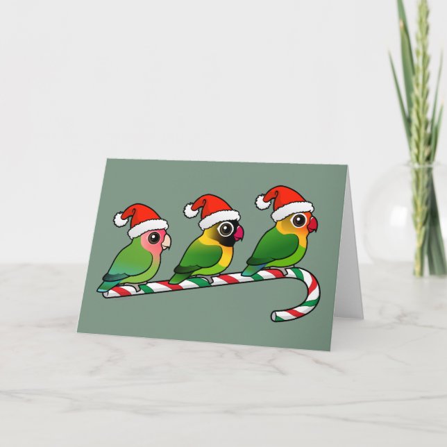 Lovebird Candy Cane Holiday Card (Front)