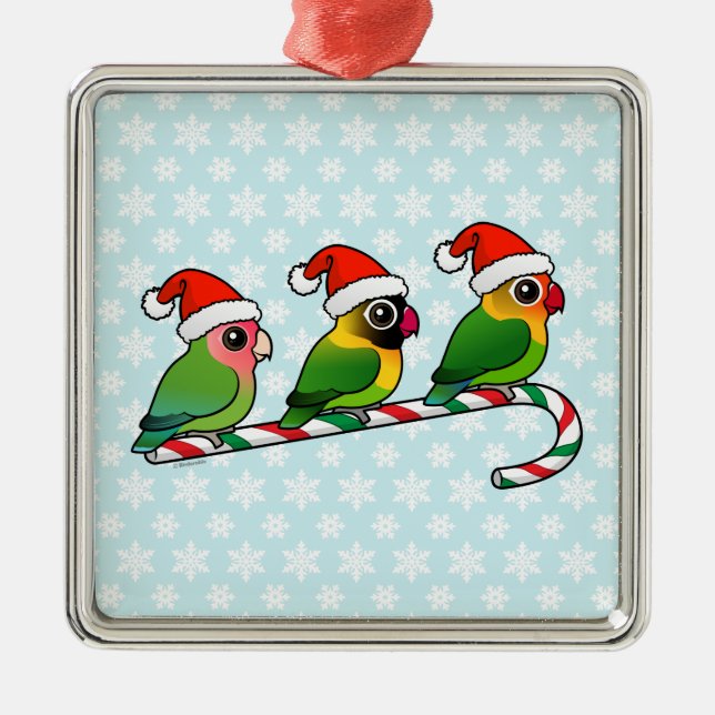 Lovebird Candy Cane Metal Tree Decoration (Front)