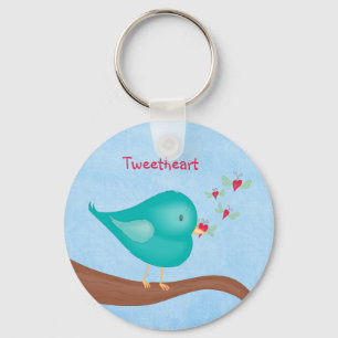 Lovebird catching a Lovebug Key Ring