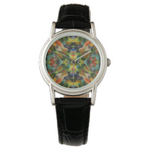 Lovebird feather kaleidoscope watch
