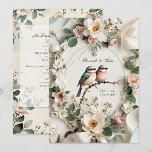 LoveBird Floral Engagement Party Invitation