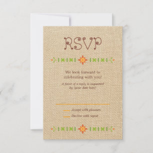 Lovebird Owls on Burlap Wedding RSVP Card
