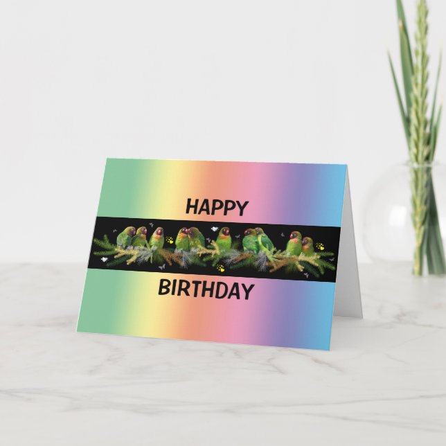 Lovebird Rainbow Card (Birthday) (Front)