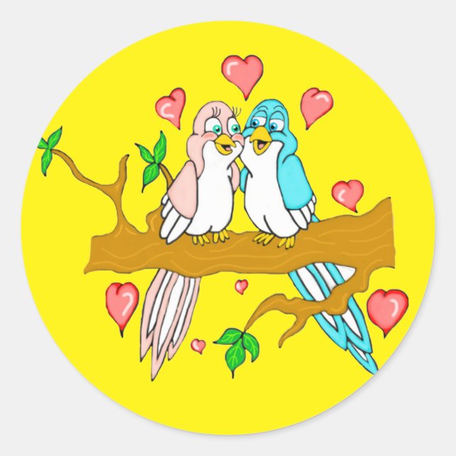 Lovebird Round Stickers (Front)