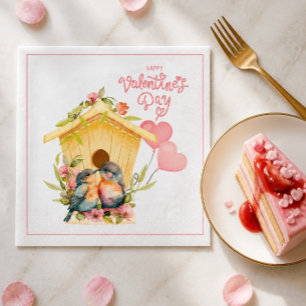 Lovebird Valentine's Day Paper Cocktail Napkins