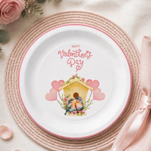 Lovebird Valentine's Day Paper Plate (Creator Uploaded)
