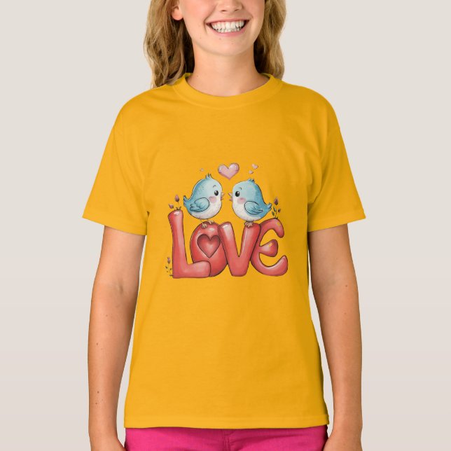 Lovebirds A Little Love Two Hearts, One Song Love T-Shirt (Front)