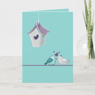 Lovebirds and Birdhouse Holiday Card
