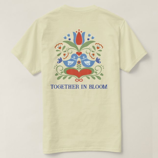 Lovebirds and Blossoms  T-Shirt (Design Back)