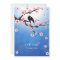Lovebirds and Sakura - Blue Background