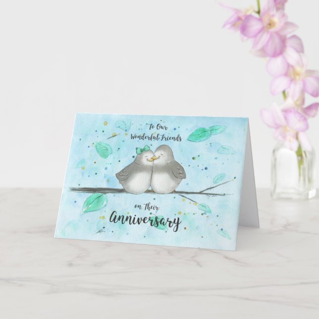 Lovebirds Anniversary Card for Friends             (Orchid)