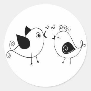 Lovebirds Black White Wedding Bridal Shower Classic Round Sticker