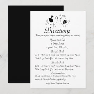 Lovebirds Black White Wedding Directions Birds Invitation