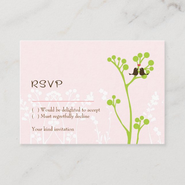 Lovebirds (Blush Pink) RSVP Card (Front)