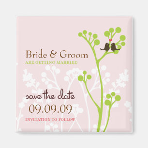 Lovebirds (Blush Pink) Save the Date Magnet