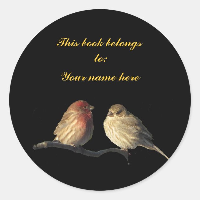 Lovebirds Bookplate Classic Round Sticker (Front)