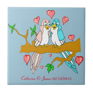 Lovebirds Ceramic Photo Tile